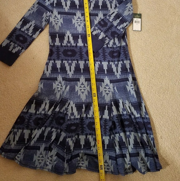Ralph Lauren Blue Aztec Flounce Dress Size M NWT Fall 15 - Picture 3 of 8